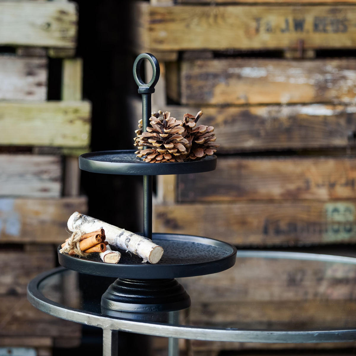 ETAGERE Lutek Schwarz 24/24/37 cm - Schwarz, Metall (24/37cm) - Light & Living