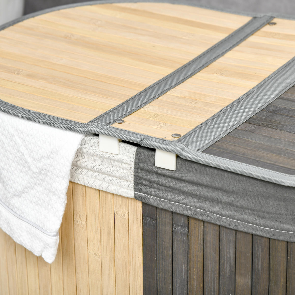 WÄSCHEKORB DE-18794 Grau - Grau, Naturmaterialien (62.5/60.5/37cm) - ComfortXL