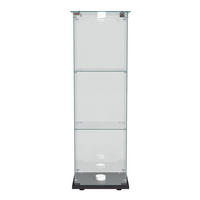VITRINE - Glasvitrine mit 1 Tür - 3 Ebenen und LED-Beleuchtung - Schwarzer Boden - Schwarz, Glas (39.8/123.3/35cm) - DELFA