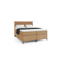 BOXBETT CHESTERFIELD PLUS 160 x 200 DunkelBeige - Cappuccino, Textil/Metall (160/200cm) - VLR BEDS