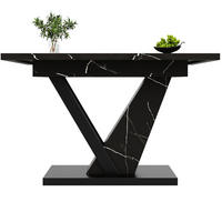 ESSTISCH 120/160/75,5 cm in Schwarz mit Marmordekor und Ausziehfunktion - Schwarz, Holzwerkstoff (160/75/75.5cm) - Flora Grace