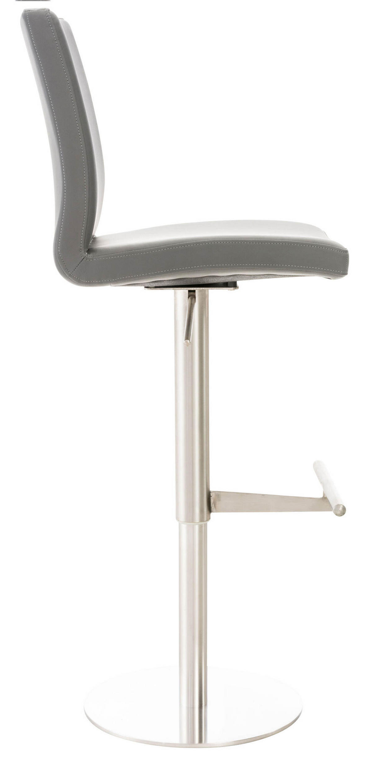 BARHOCKER Cathy, Gestell Edelstahl, Kunstleder Grau - Chromfarben/Grau, Kunststoff/Textil (40/100/49cm) - TPFLiving