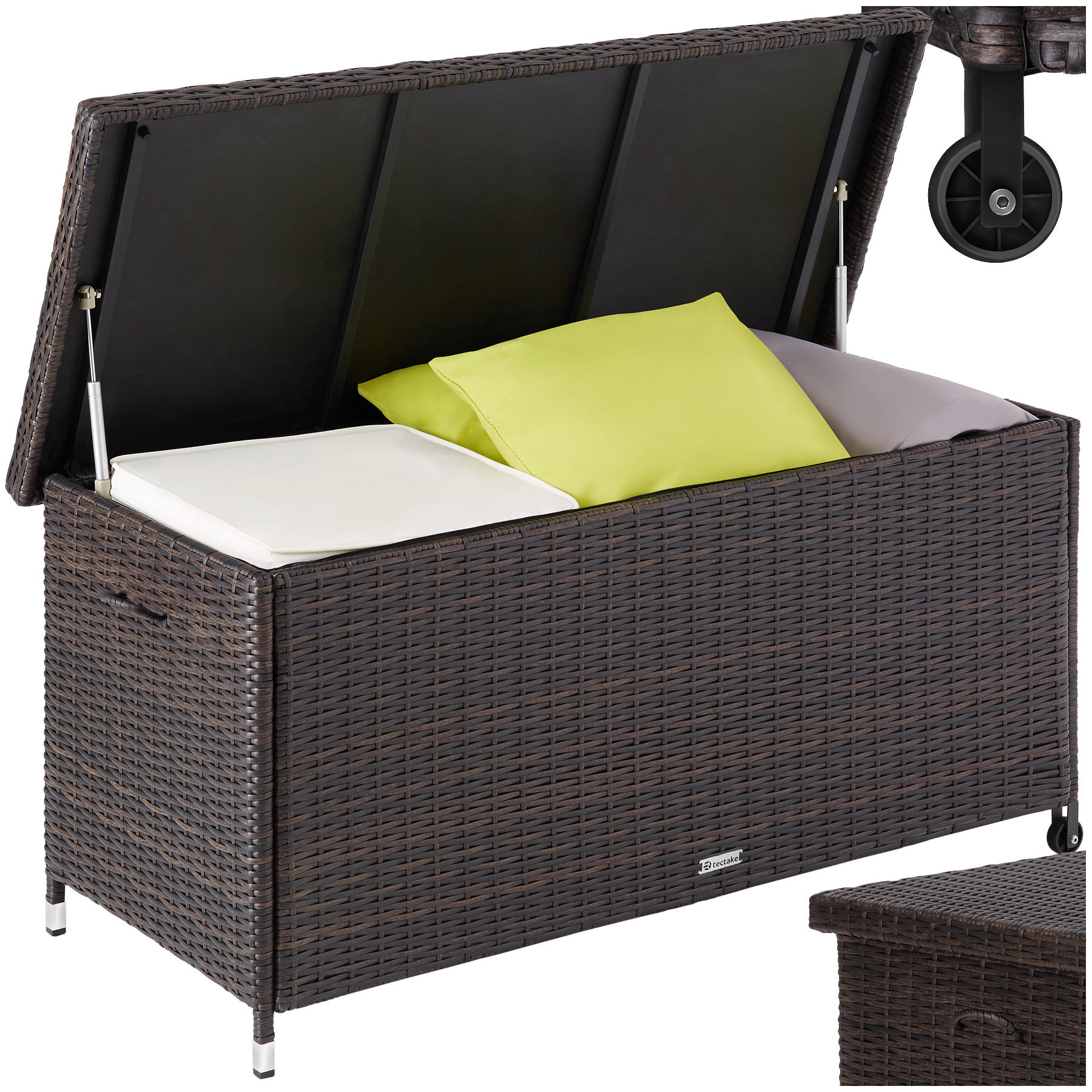 AUFLAGENBOX Kiruna,121 x 56 x 60 cm,braun - Braun, Kunststoff (56/60/121cm) - tectake