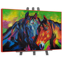 GEMÄLDE Vielfarbige Mähnen Schattenfugenrahmen Rot 120x80 cm - Rot, Holz (120/80cm) - YS-art gallery