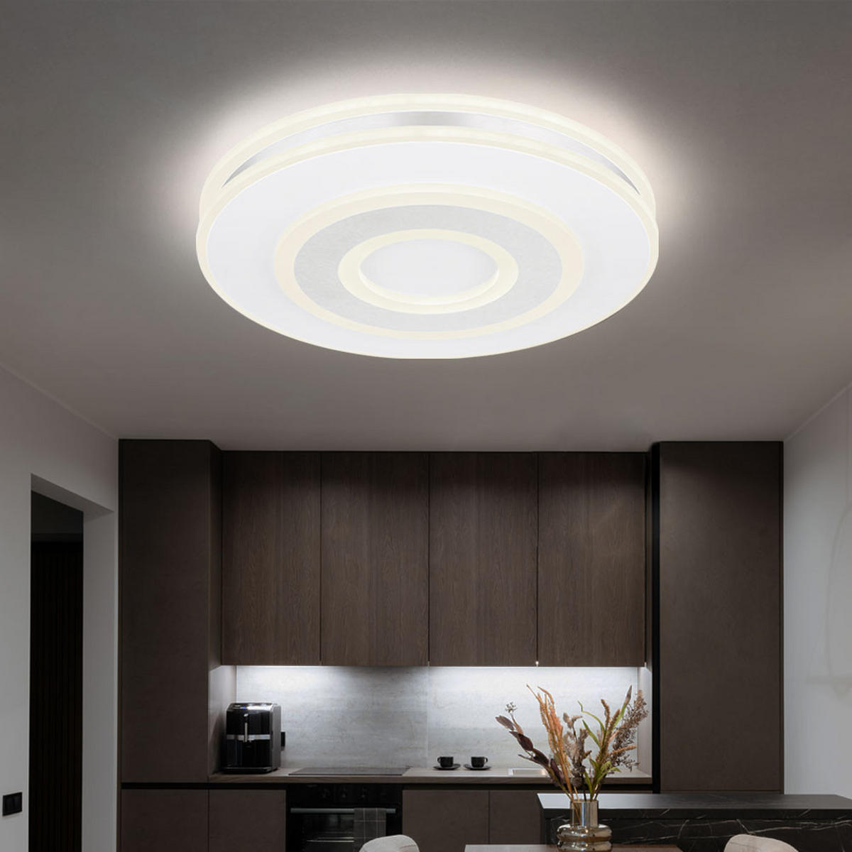 LED DECKENLEUCHTE MARU Weiß opal - Weiß, Metall (42/42/6.5cm) - Globo Lighting