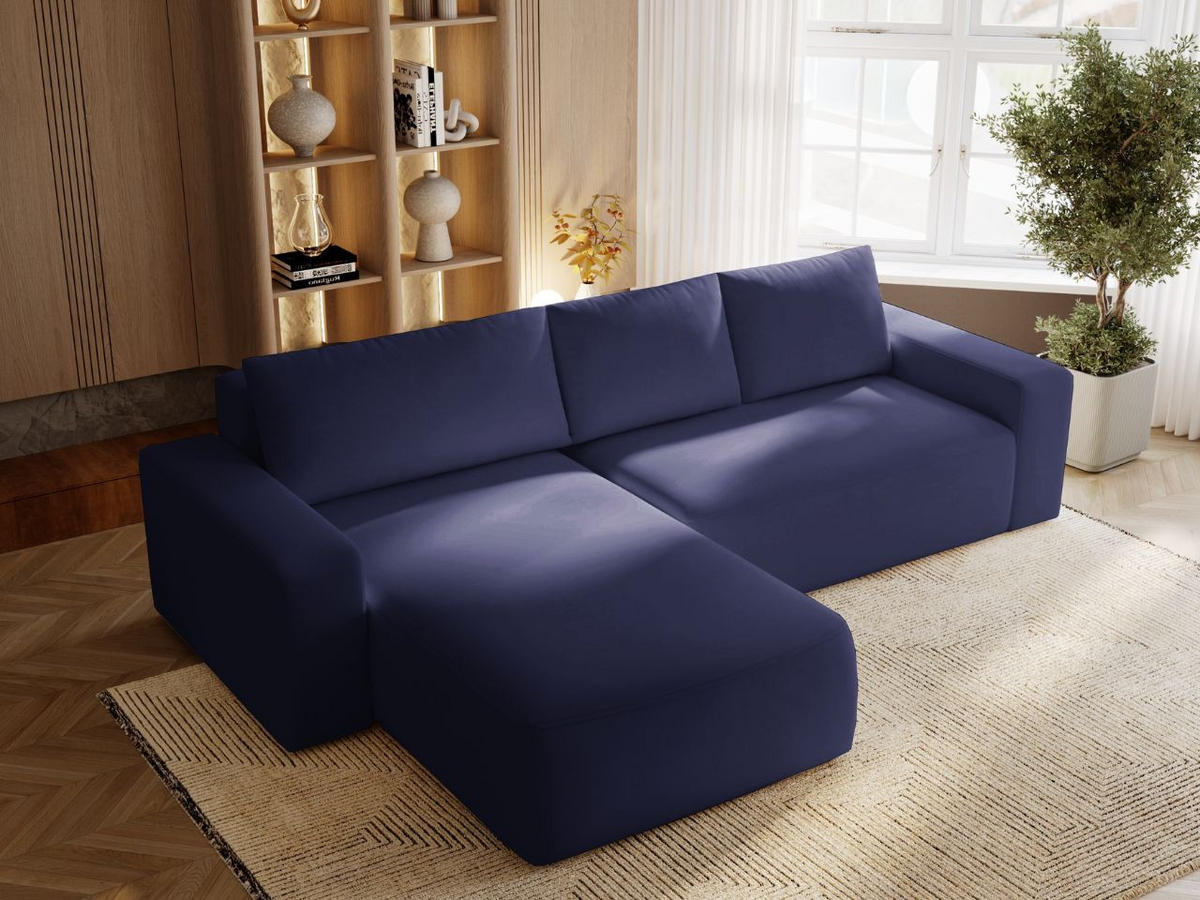ECKSOFA Tazones Dunkelblau Links - Dunkelblau, Holz/Kunststoff (250/165cm) - Graingold