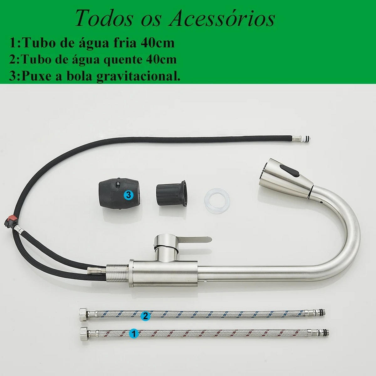 KÜCHENARMATUR Ausziehbar Flexibel Edelstahl - Nickelfarben, Metall (18/38/5cm) - Kaket