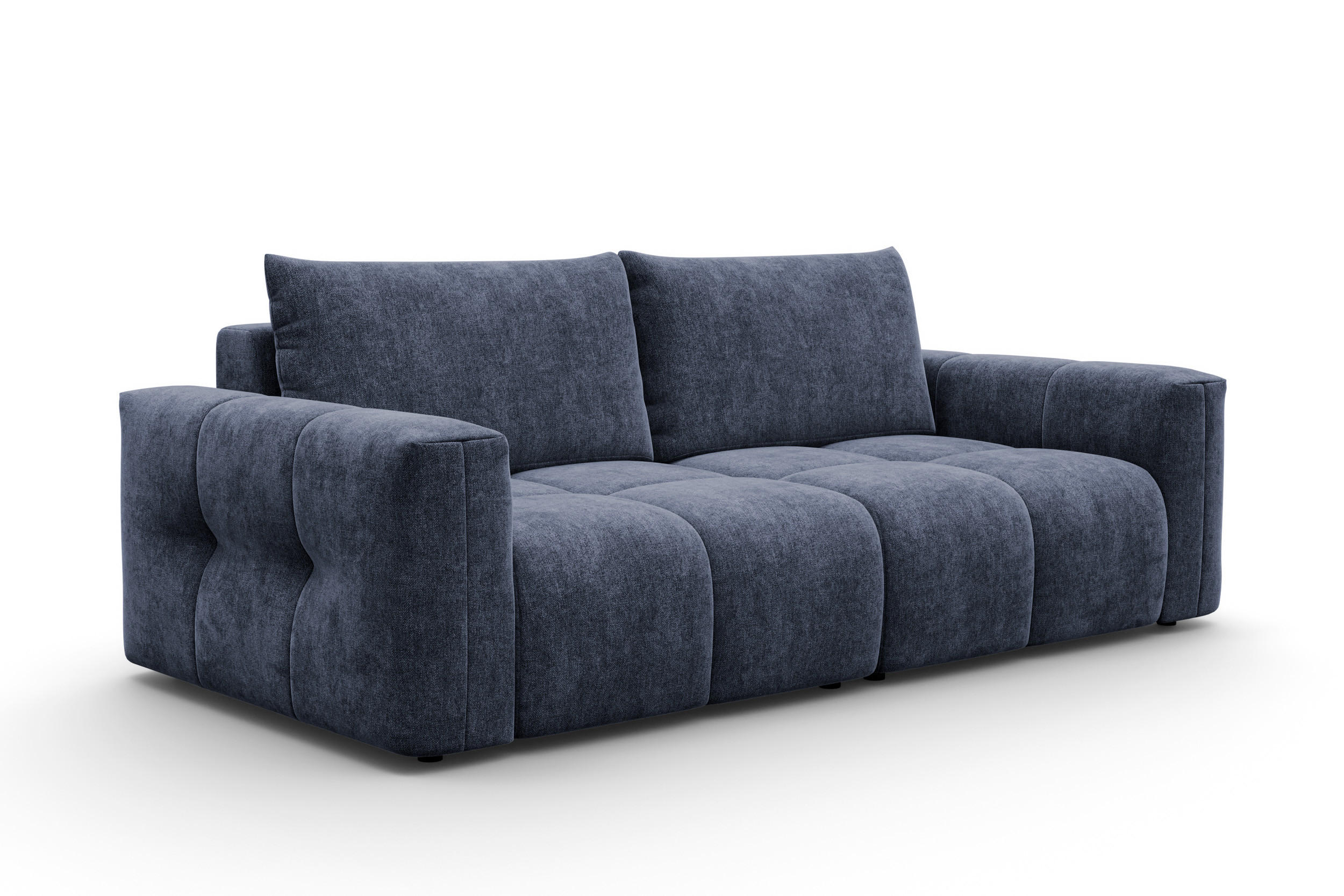 SOFA VERONA 3-Sitzer, Marineblau - Blau/Schwarz, Holz/Textil (224/83/110cm) - Courtois Laville