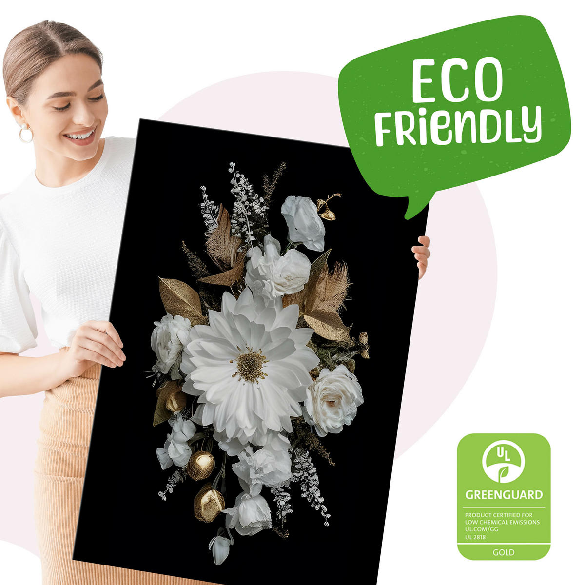 LEINWANDBILDER 3-es Set Blumen Natur 3D - Beige/Schwarz, Textil (90/40cm) - Muralo