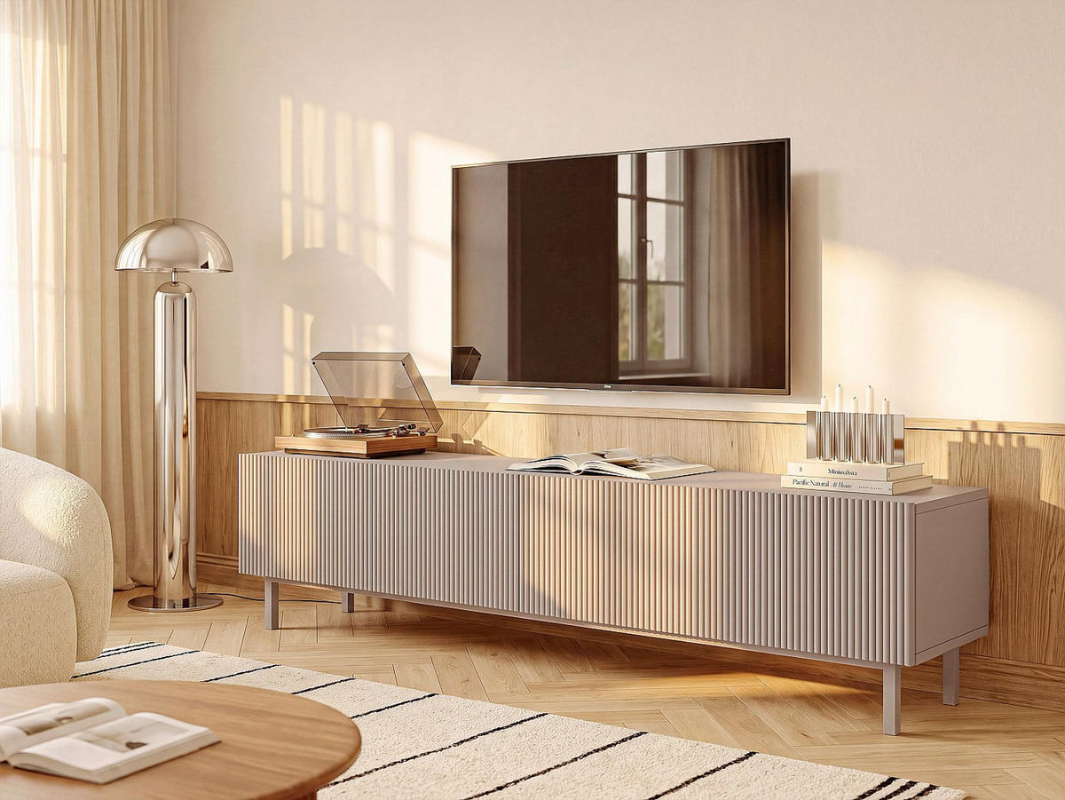 TV-BOARD - 180 cm x 31.6 cm - holz - beige Zumeya - Beige, Holz (180/43.5/31.6cm) - Vente-Unique