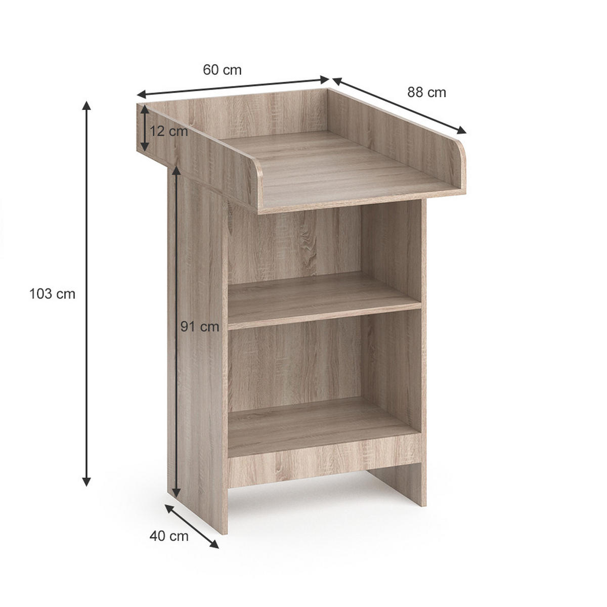 WICKELKOMMODE Leo Sonoma 60 x 103 cm - Sonoma Eiche, Holzwerkstoff (60/103/88cm) - Vicco
