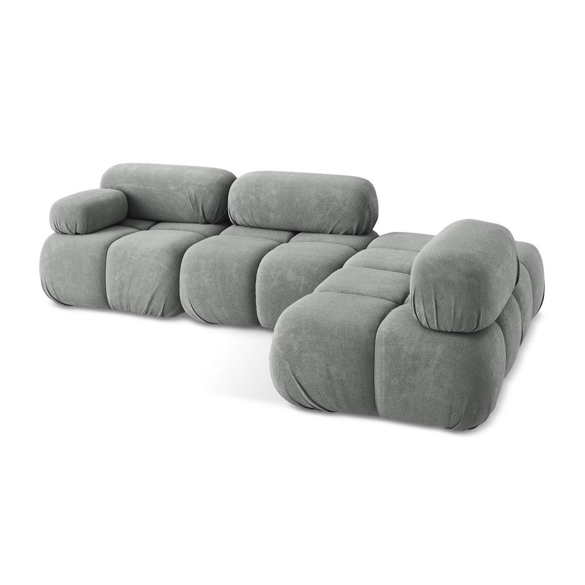 ECKSOFA Rechts Chenille Stoff Grau - Blau/Schwarz, Kunststoff/Textil (285/190cm) - LaMiaSofa