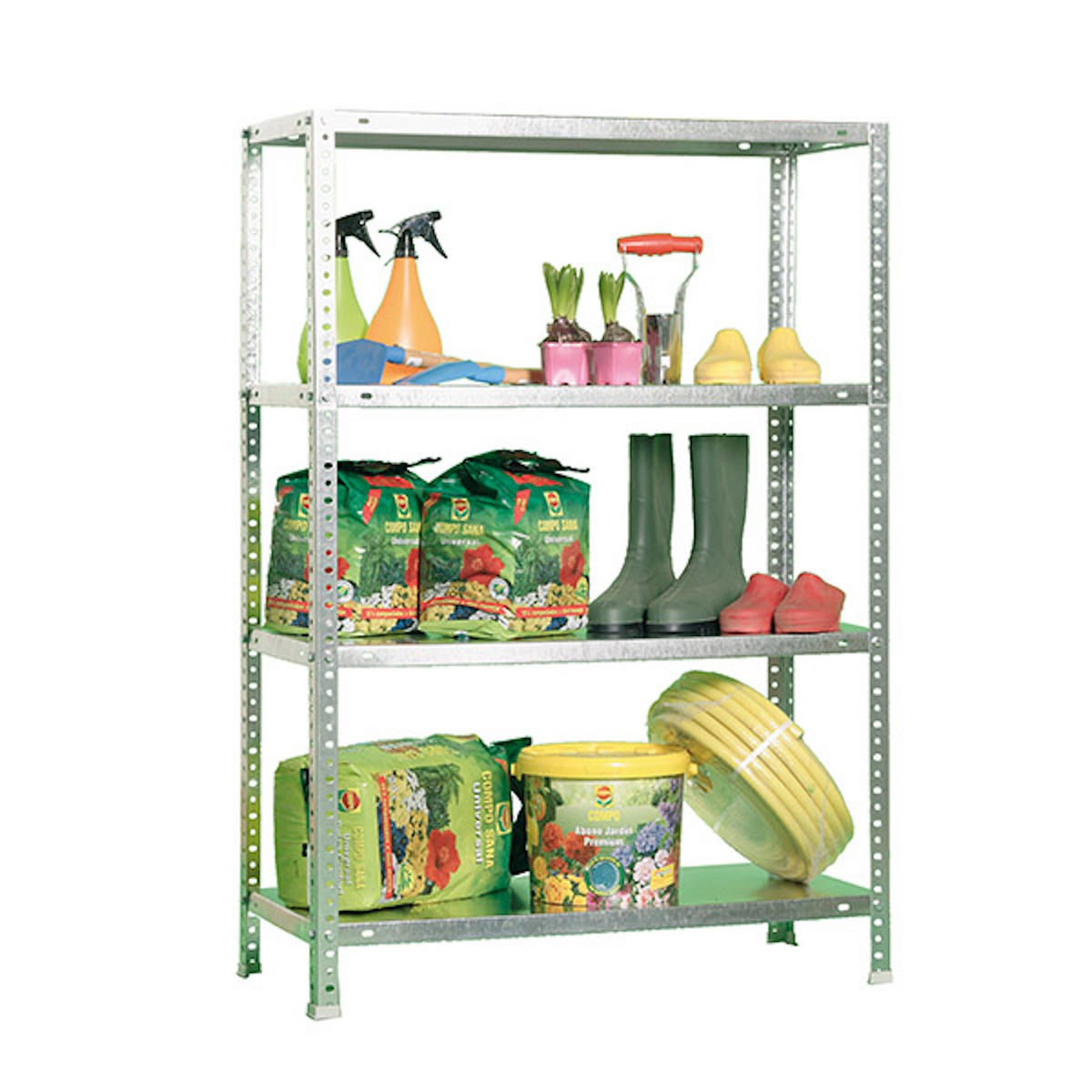 SCHRAUBREGAL PANDA MID | HxBxT 150x110x50cm | 4 Fachböden | Fachlast 90kg | Verzinkt - Silberfarben, Metall (110/150/50cm) - PROREGAL