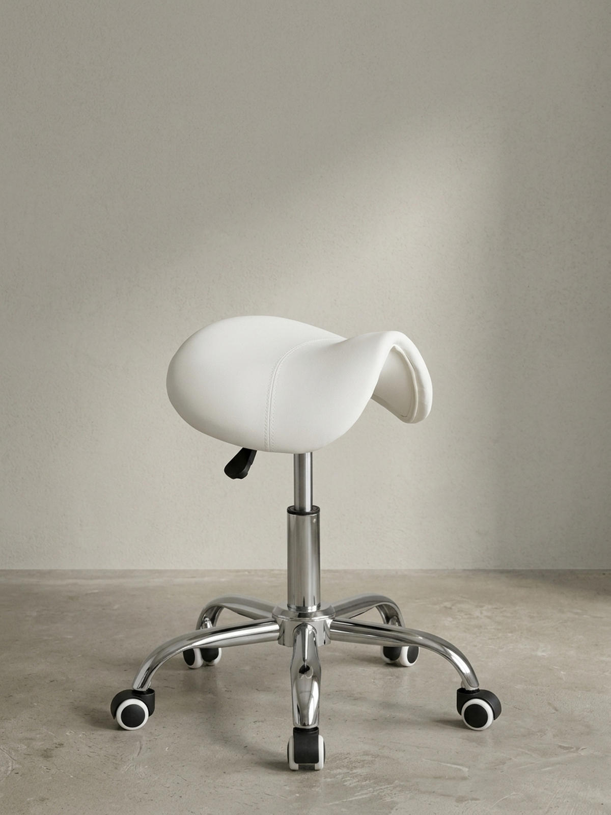SATTELHOCKER höhenverstellbar mit 100 kg Belastbarkeit BEVANO, Weiß 60x60x60 cm - Silberfarben/Weiß, Kunststoff/Textil (60/60/60cm) - KADIMA DESIGN