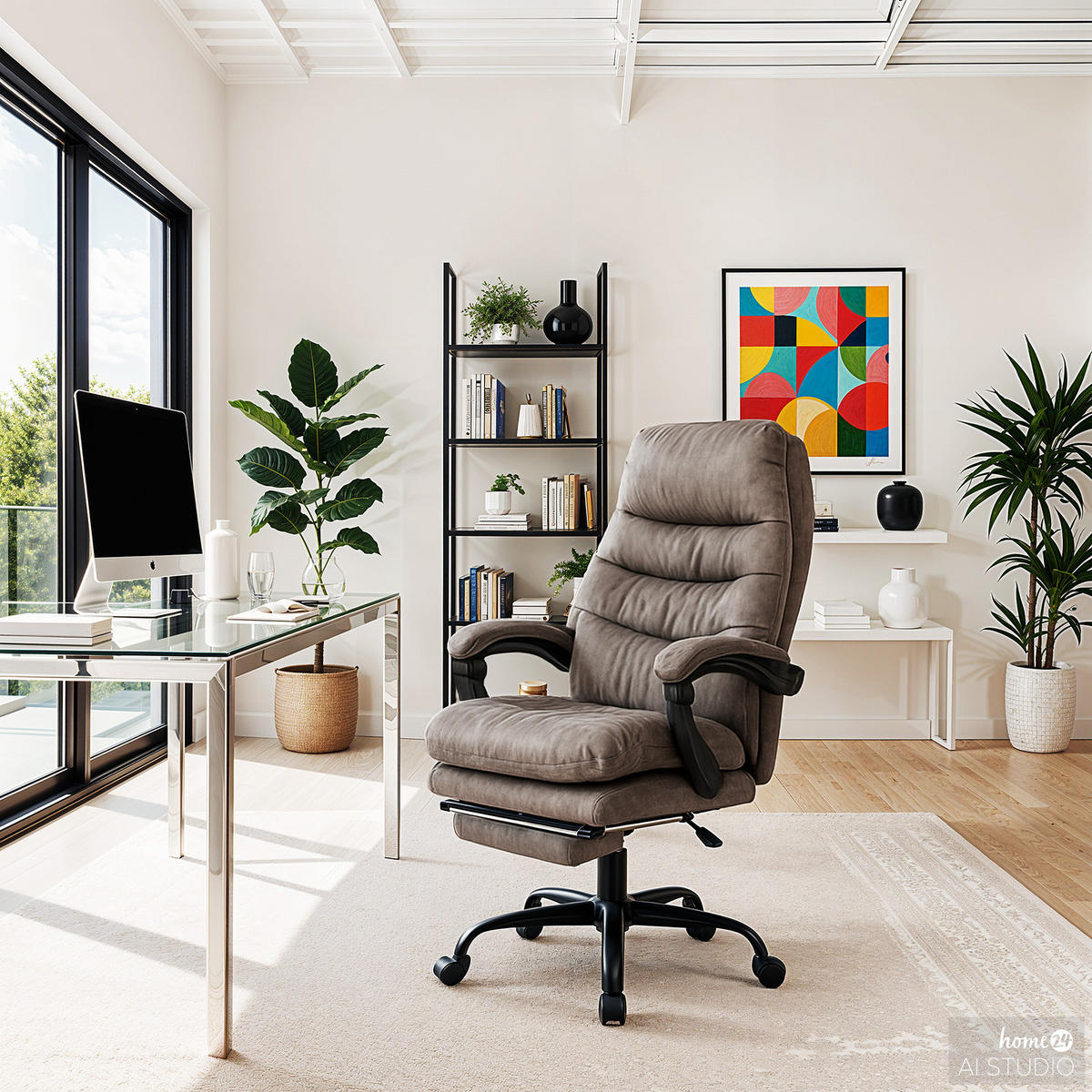 BÜRODREHSTUHL - Antiklederlook - Microfaser / Stahl - Grau, Kunststoff/Metall (64/122/72cm) - home24