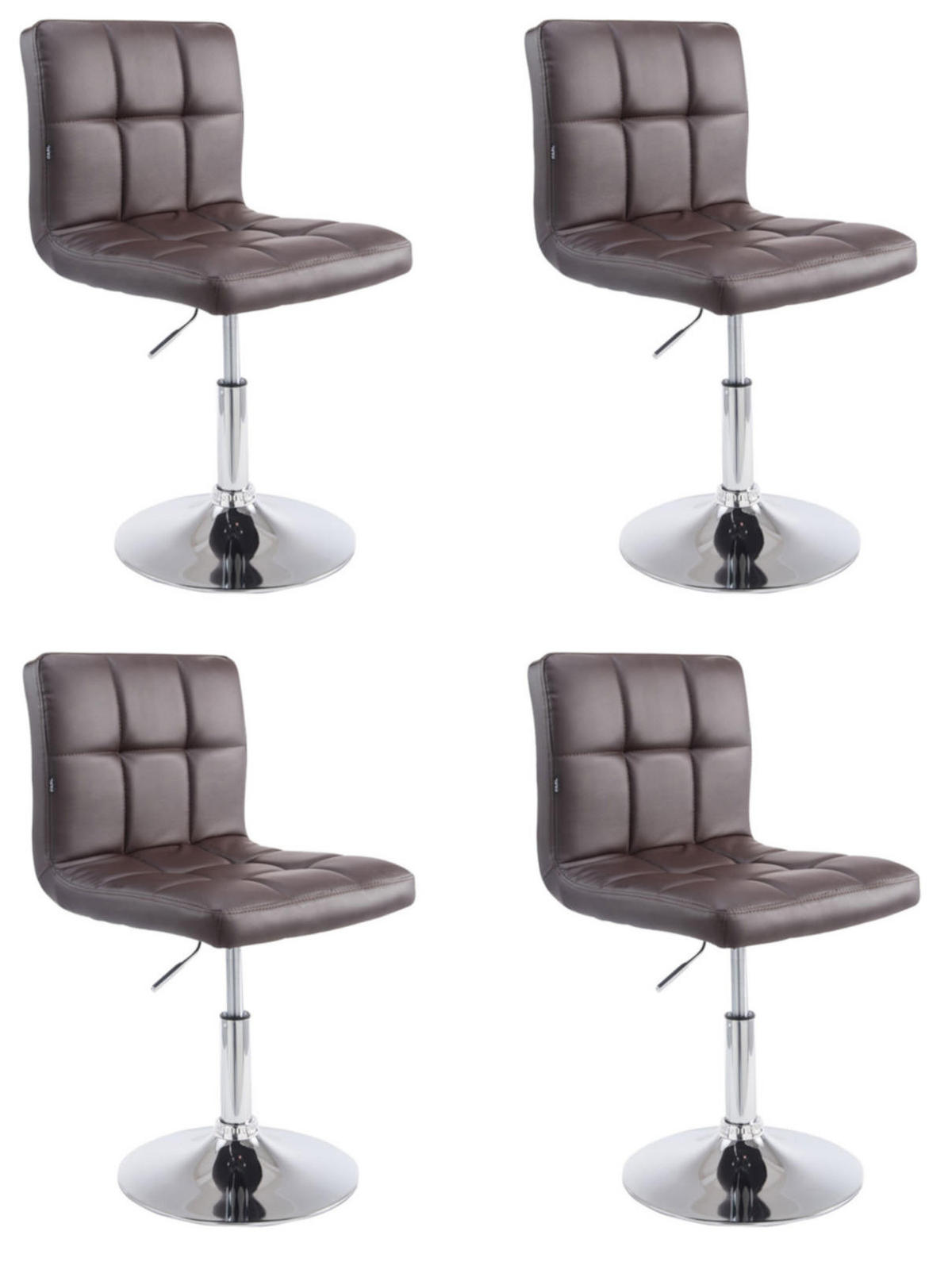 DREHSTUHL 4er Set Lederlook braun - Chromfarben/Braun, Textil/Metall (44/74/49cm) - CLP