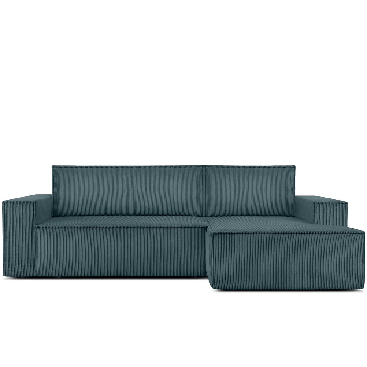 ECKSCHLAFSOFA-RECHTS NAPI in Pet Friendly Cord-Stoff, blau - Blau/Schwarz, Textil (262/148cm) - KONSIMO®