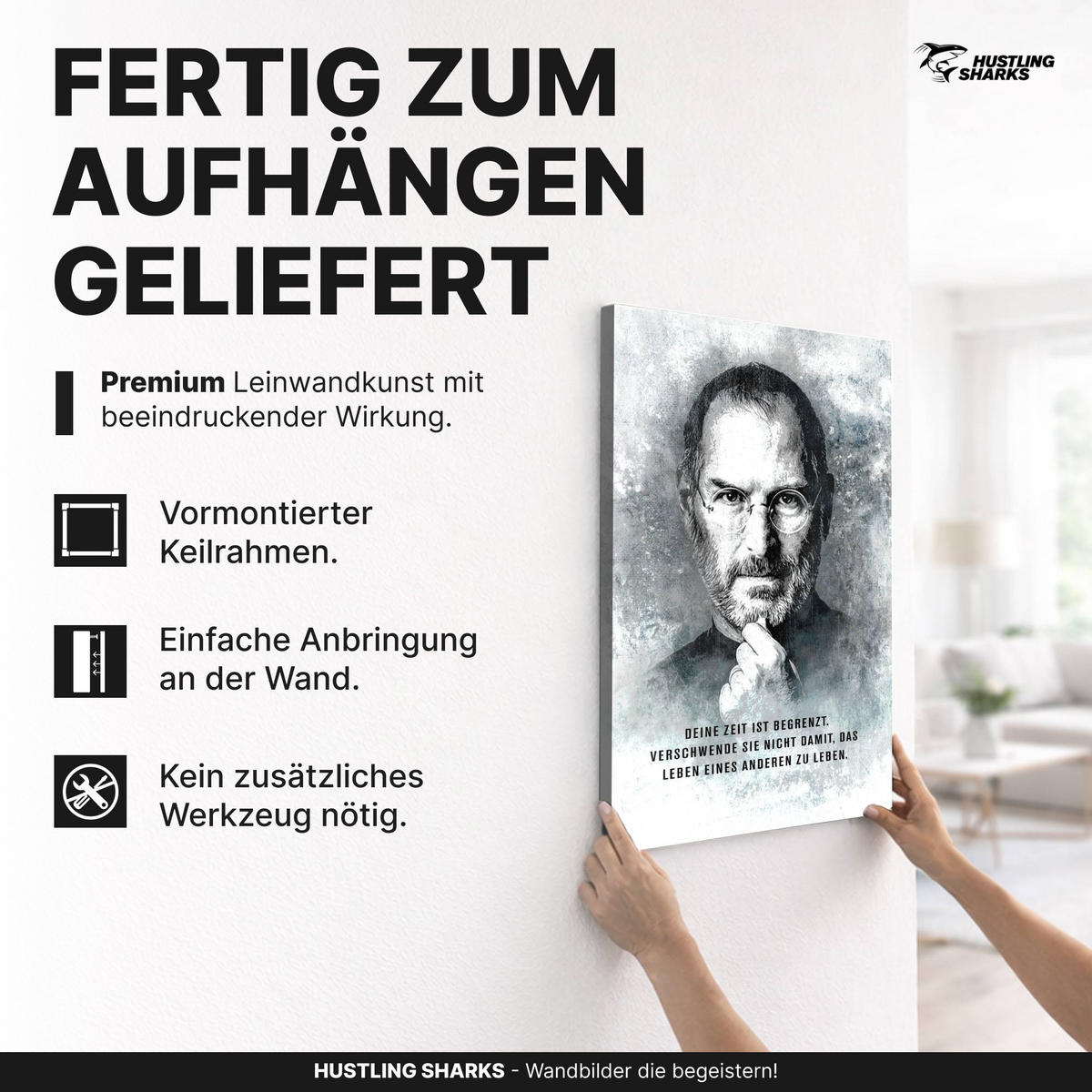 LEINWANDBILD Lebe Dein Leben 30x40 cm - Weiß, Papier (30/2cm) - Hustling Sharks