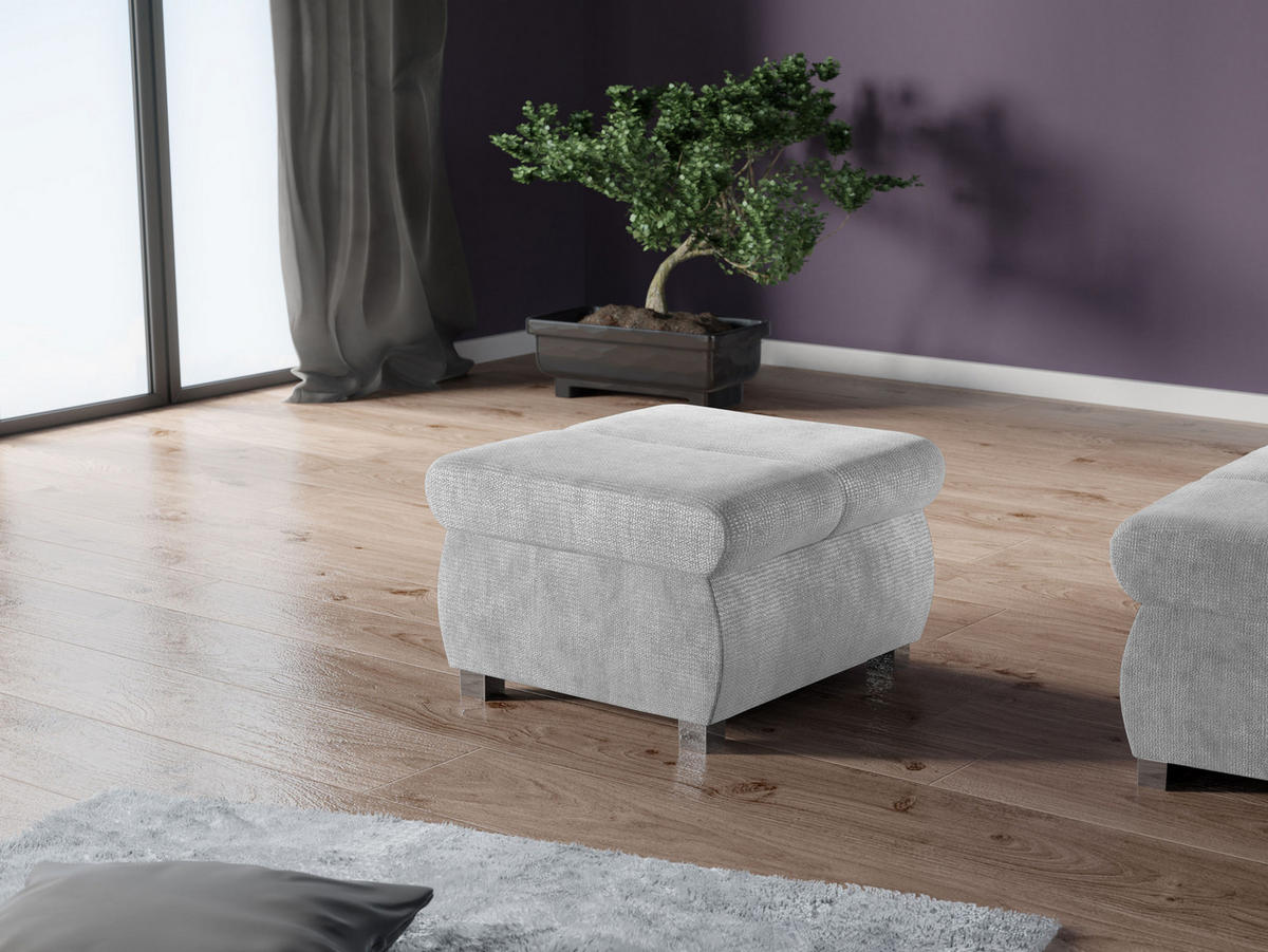 POLSTERHOCKER Bangkok Klein - Silberfarben/Alufarben, Holz/Kunststoff (60/39/60cm) - MIRJAN24