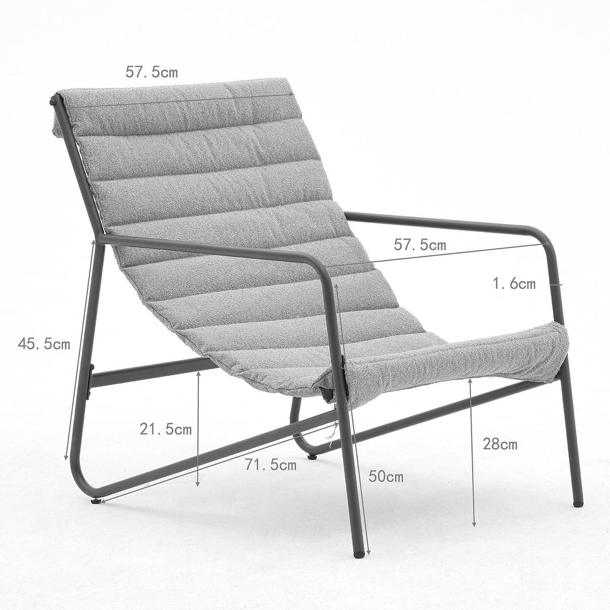 BALKONSET - 3-teilig - Stahl / Bouclé - Anthrazit, Textil/Metall - home24