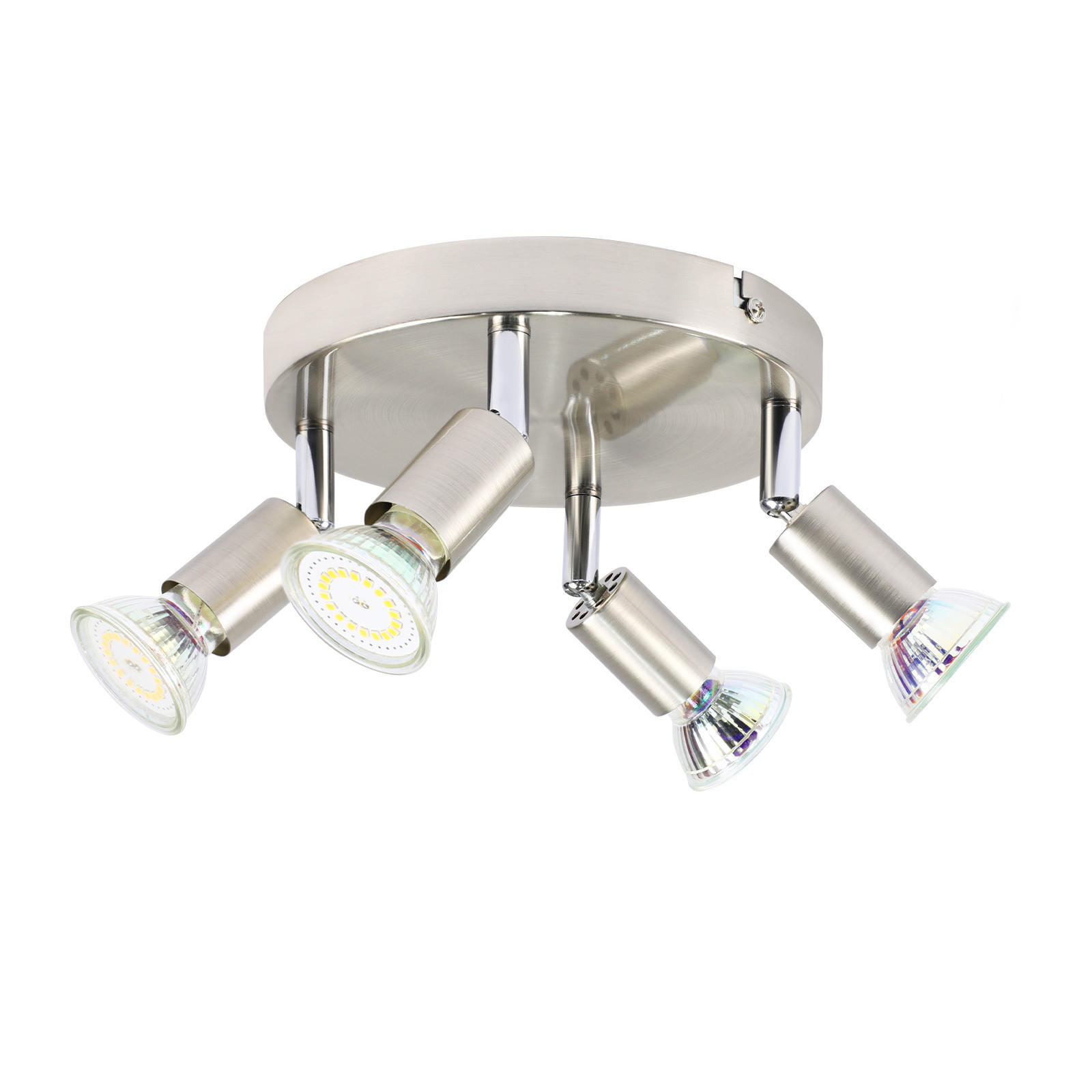 DECKENSTRAHLER Birtha 4-flammig 18/18/11 cm - Silberfarben, Metall (18/18/11cm) - Nettlife