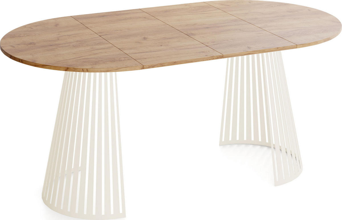 ESSTISCH Naro runder ausziehbarer, Braun 120-200/120/76 cm - Kaschmir/Eiche Wotan, Holzwerkstoff/Metall (120/120/76cm) - WFL GROUP