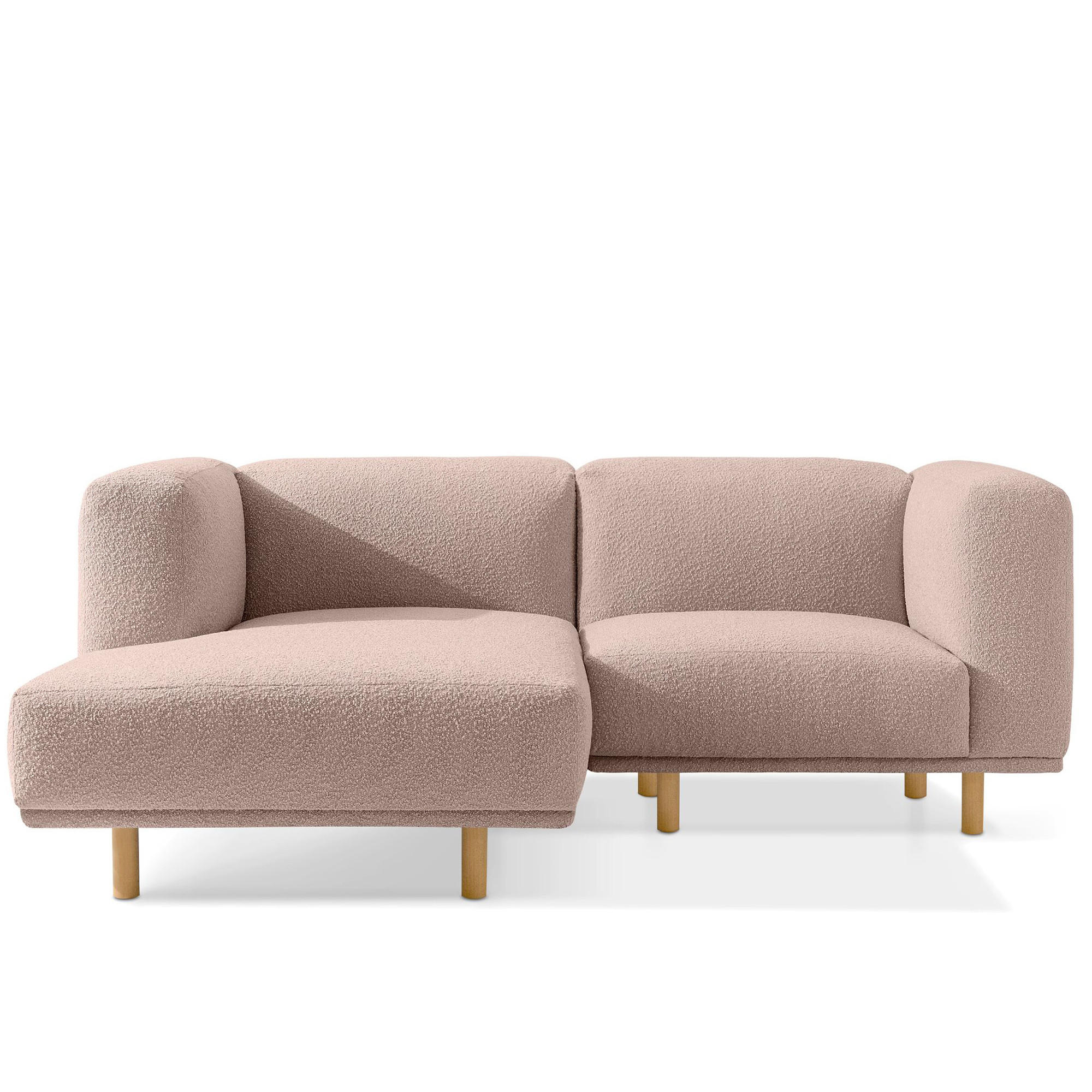 ECKSOFA-LINKS FOSERO, Bouclé - Pink/Buchefarben, Holz/Holzwerkstoff (204/155cm) - KONSIMO®