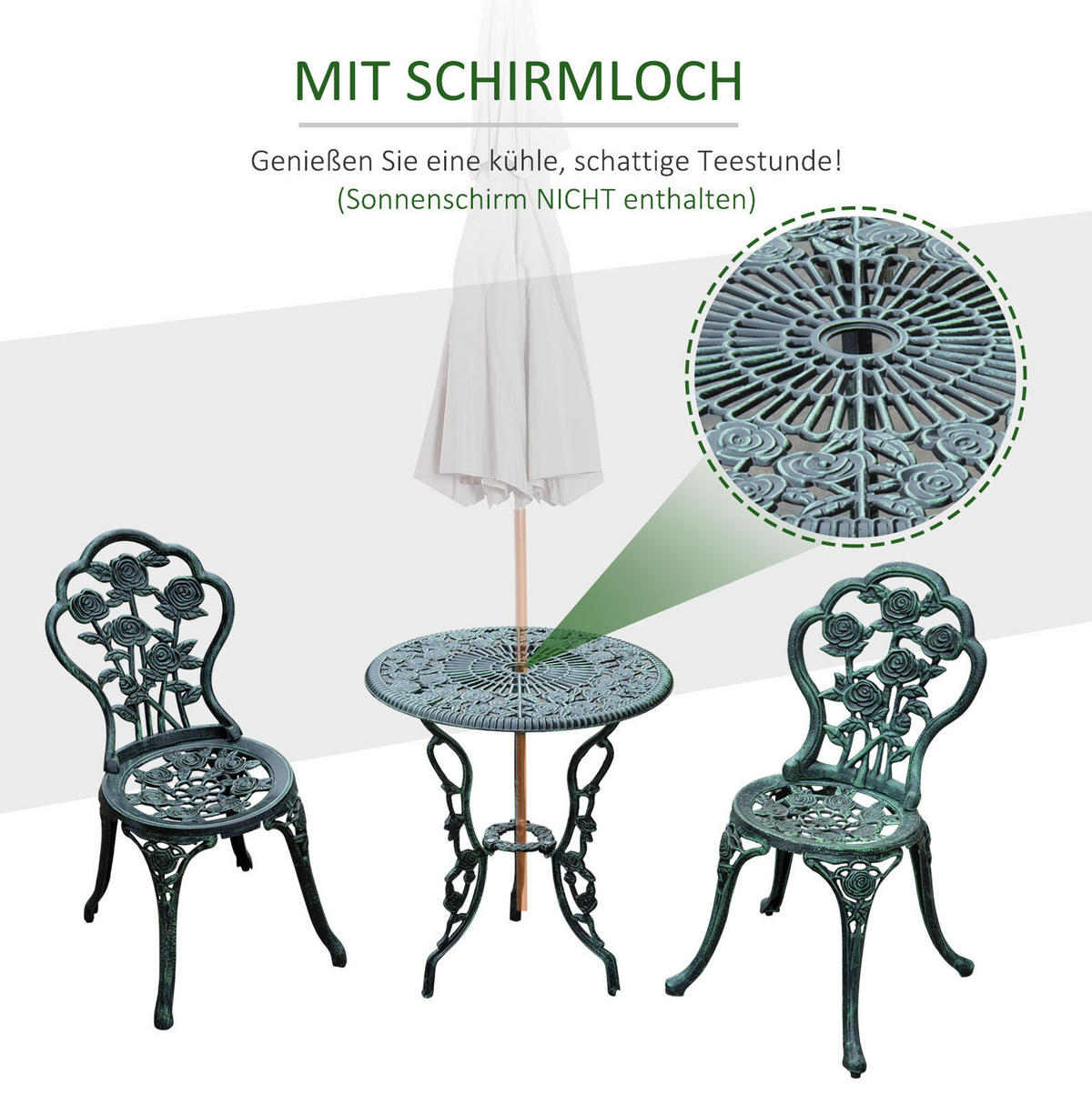 GARTENSET 60/69 cm Grün aus Eisen 3er Set - Grün, Metall - OKMYHOME