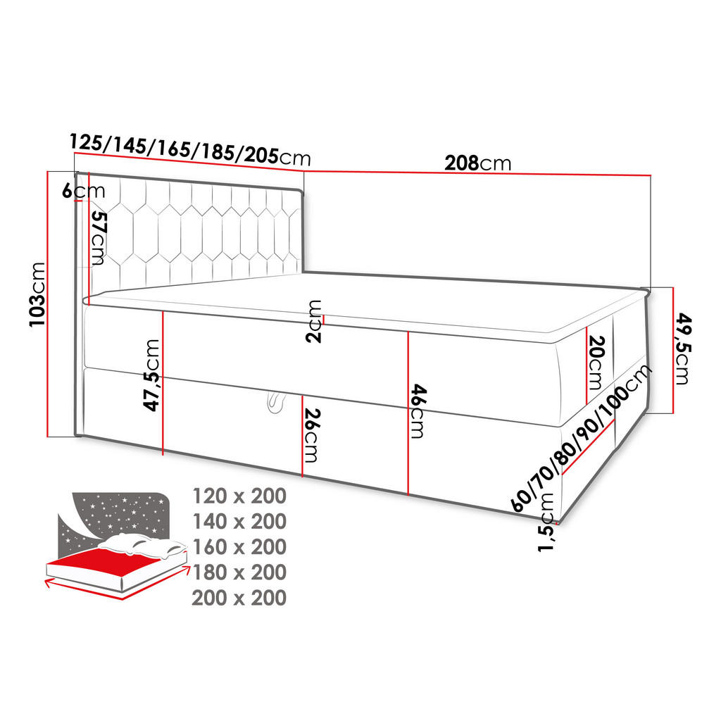 Thumbnail - Mirjan24 Boxbett, Grün, Holz, H3, 160x200 cm, Schlafzimmer, Betten, Boxspringbetten