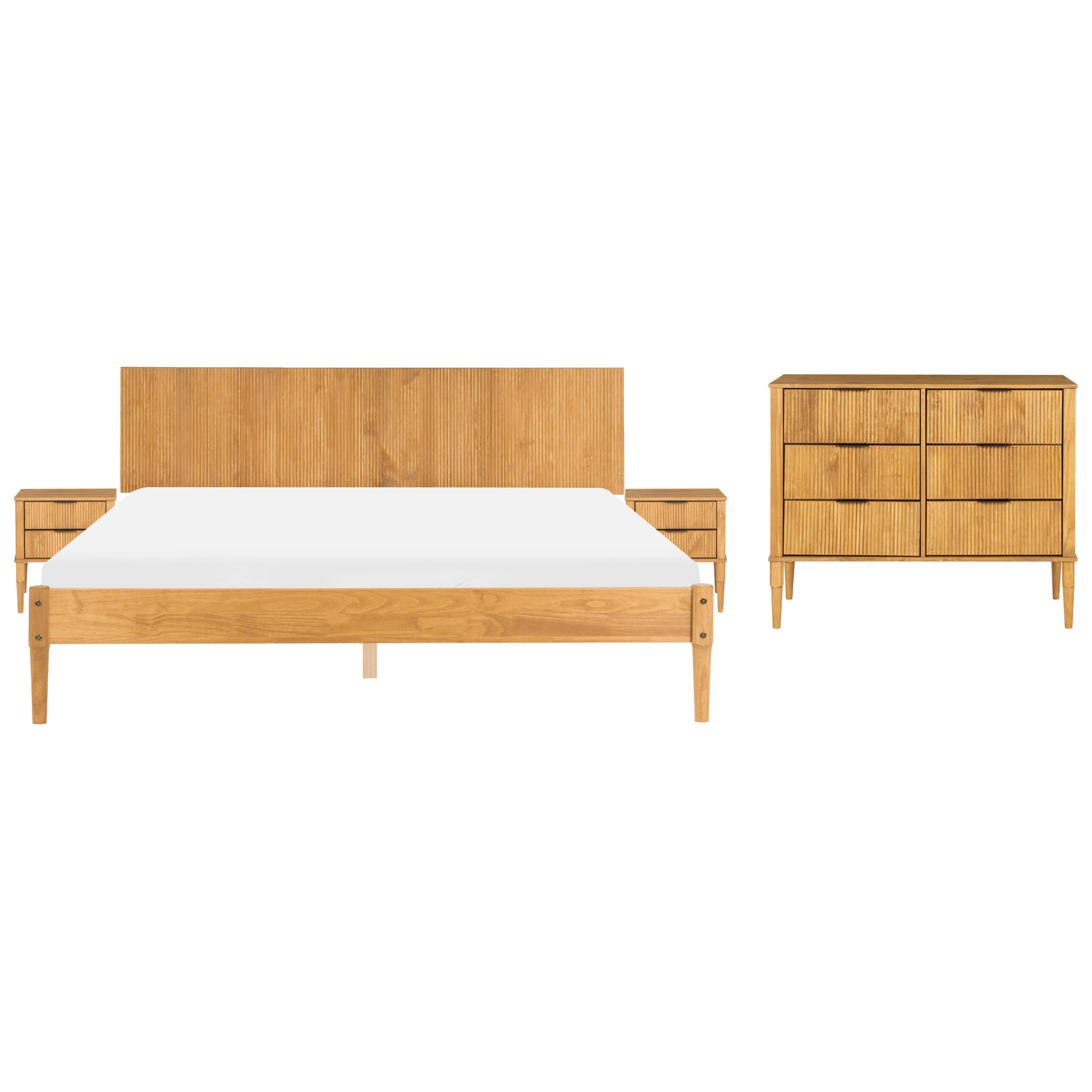 Beliani Schlafzimmer Hellbraun, Braun 180x200 cm