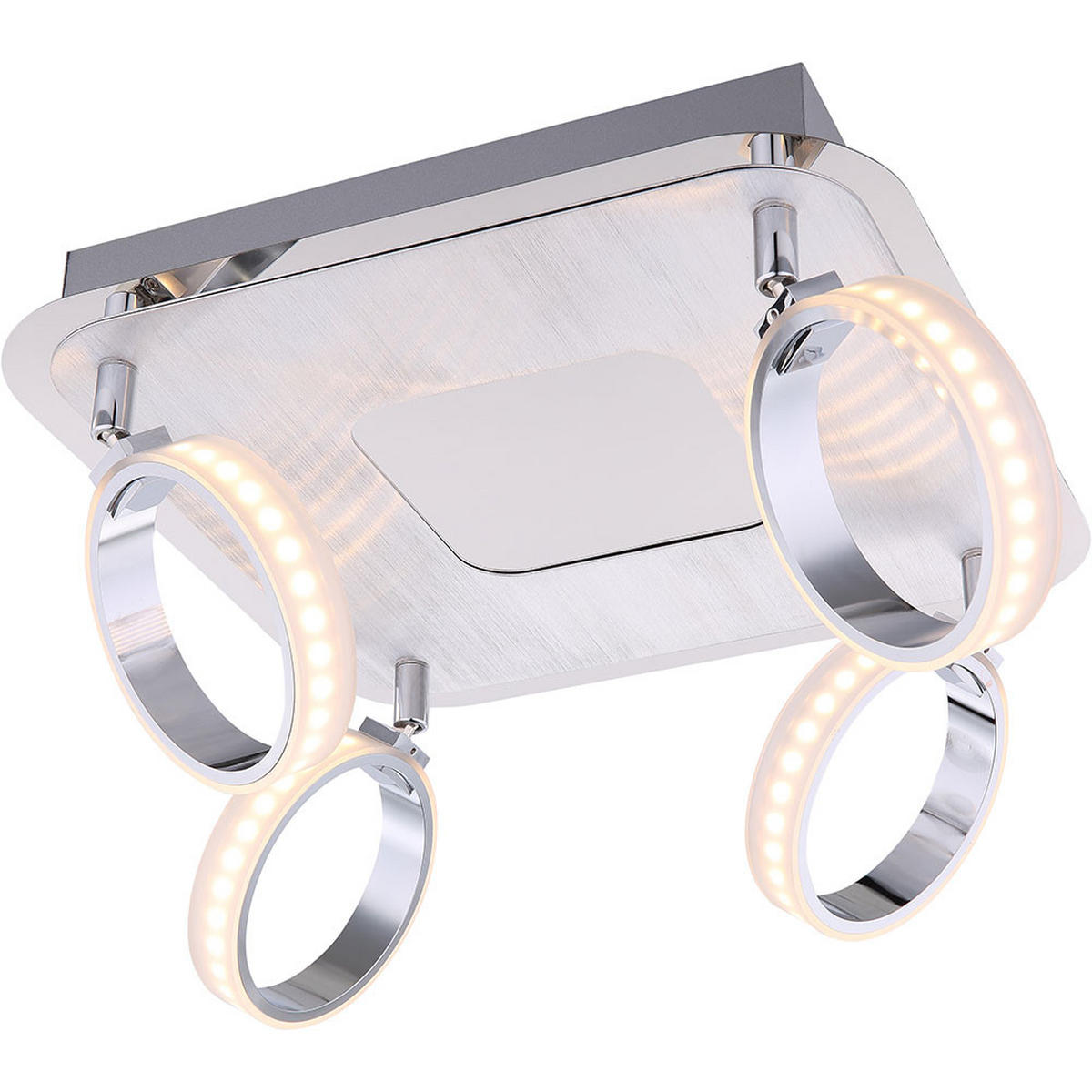 LED DECKENLEUCHTE IDAHO Chrom Silber - Silberfarben, Metall (30/30/19cm) - Globo Lighting