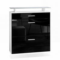 SCHUHSCHRANK Malea Front in Schwarz Hochglanz - Schwarz Hochglanz, Holzwerkstoff (89/96/23cm) - Vladon