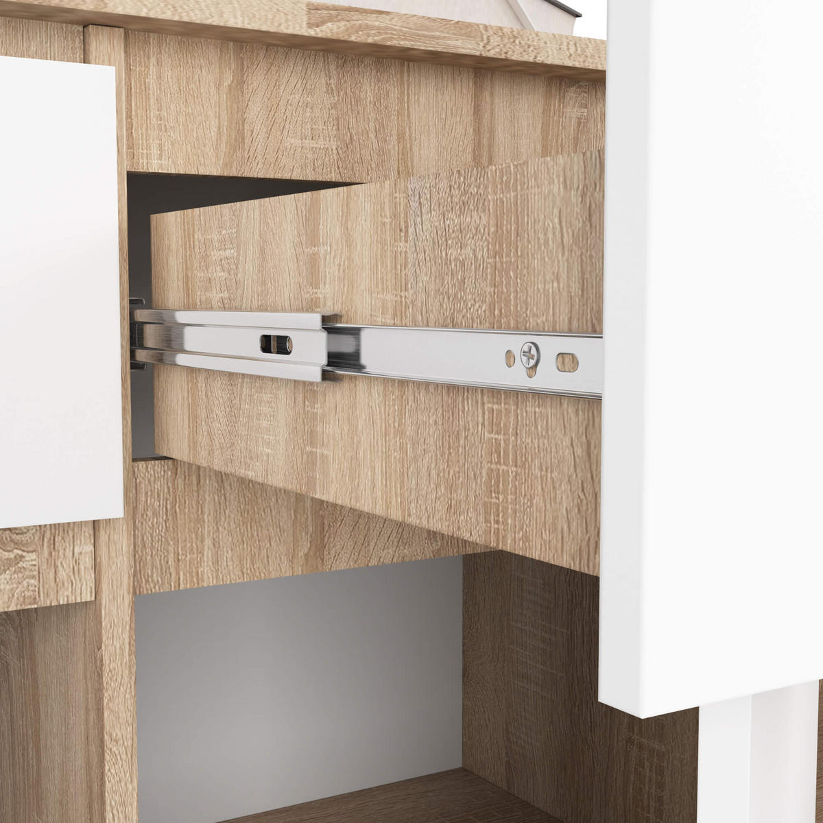 KOMMODE Eiche Sonoma, Weiß 99/138/40 - Weiß, Holzwerkstoff (138/99/40cm) - RAUMHIRSCH FURNITURE