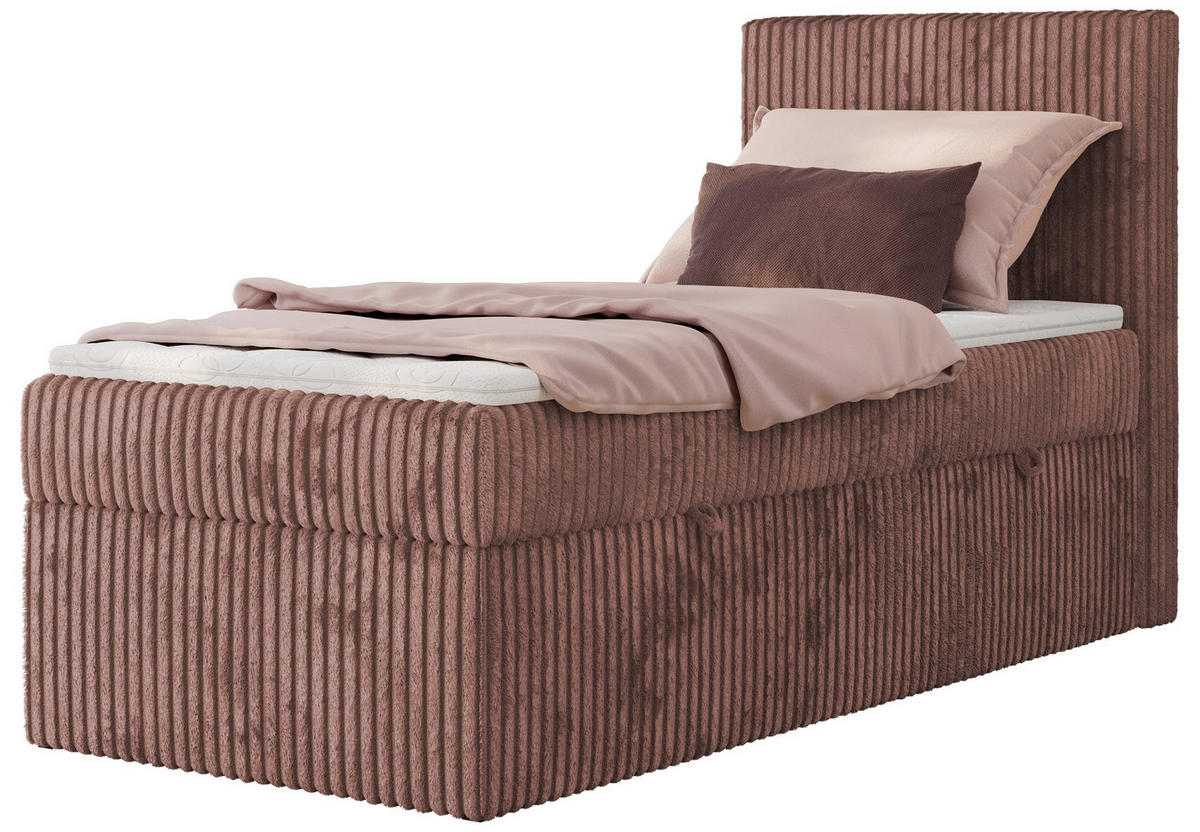 BOXBETT TILIANO 90/200 - Rosa Cord - H3 - Rechts - Rosa, Textil (90/200cm) - MKS