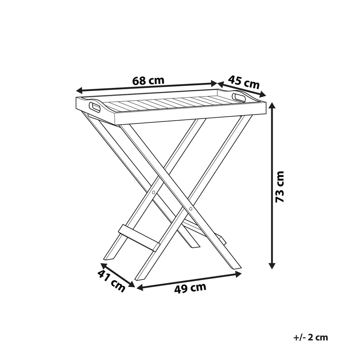 GARTENTISCH Massivholz Dunkler Holzfarbton Amantea - Dunkelbraun, Holz (68/45/73cm) - Beliani