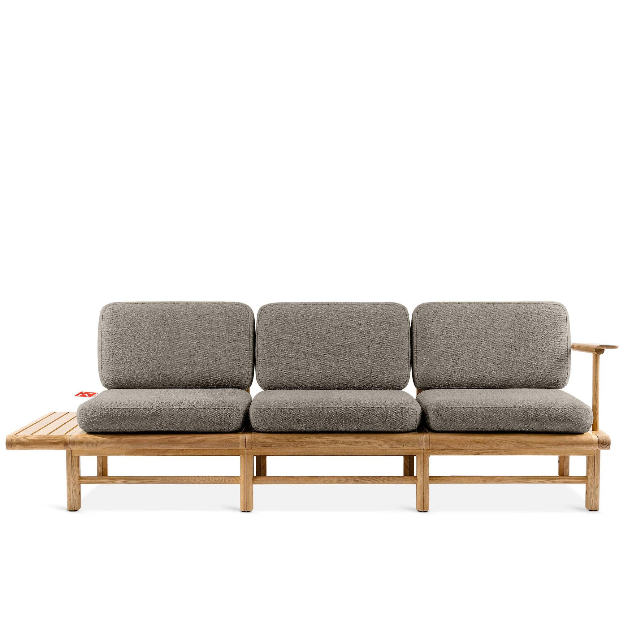 GARTENSOFA ATREDA 3-Sitzer, mit Ablage - Grau, Holz/Textil (245/74/80cm) - KONSIMO®