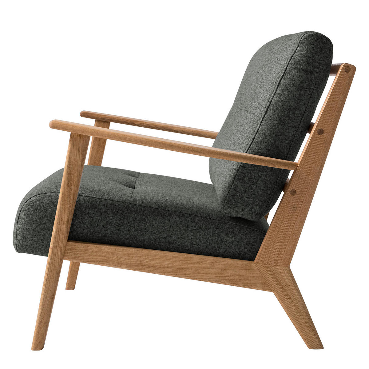 SESSEL - Dunkelgrau/Braun, Eichenholz/Holz (83/80/75cm) - home24