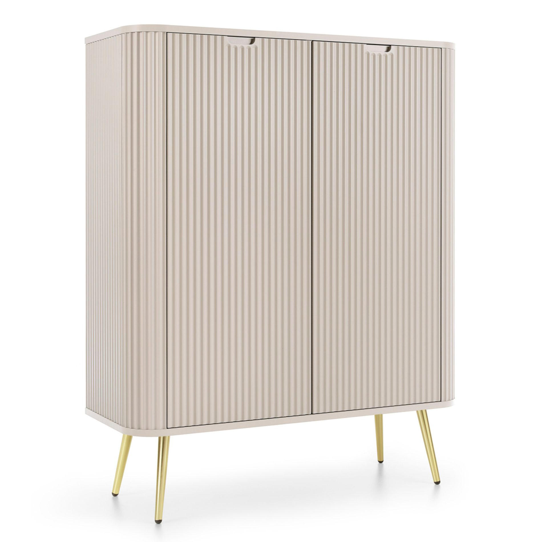 HIGHBOARD Zova Greige 103 cm - Taupe/Goldfarben, Holzwerkstoff/Metall (103/129/39cm) - Selsey