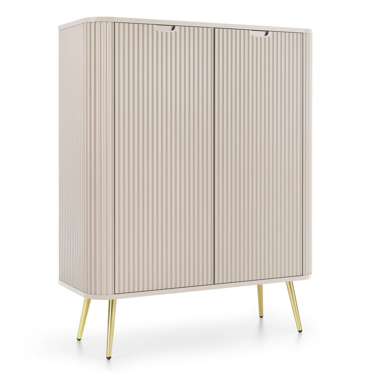 HIGHBOARD Zova Greige 103 cm - Taupe/Goldfarben, Holzwerkstoff/Metall (103/129/39cm) - Selsey