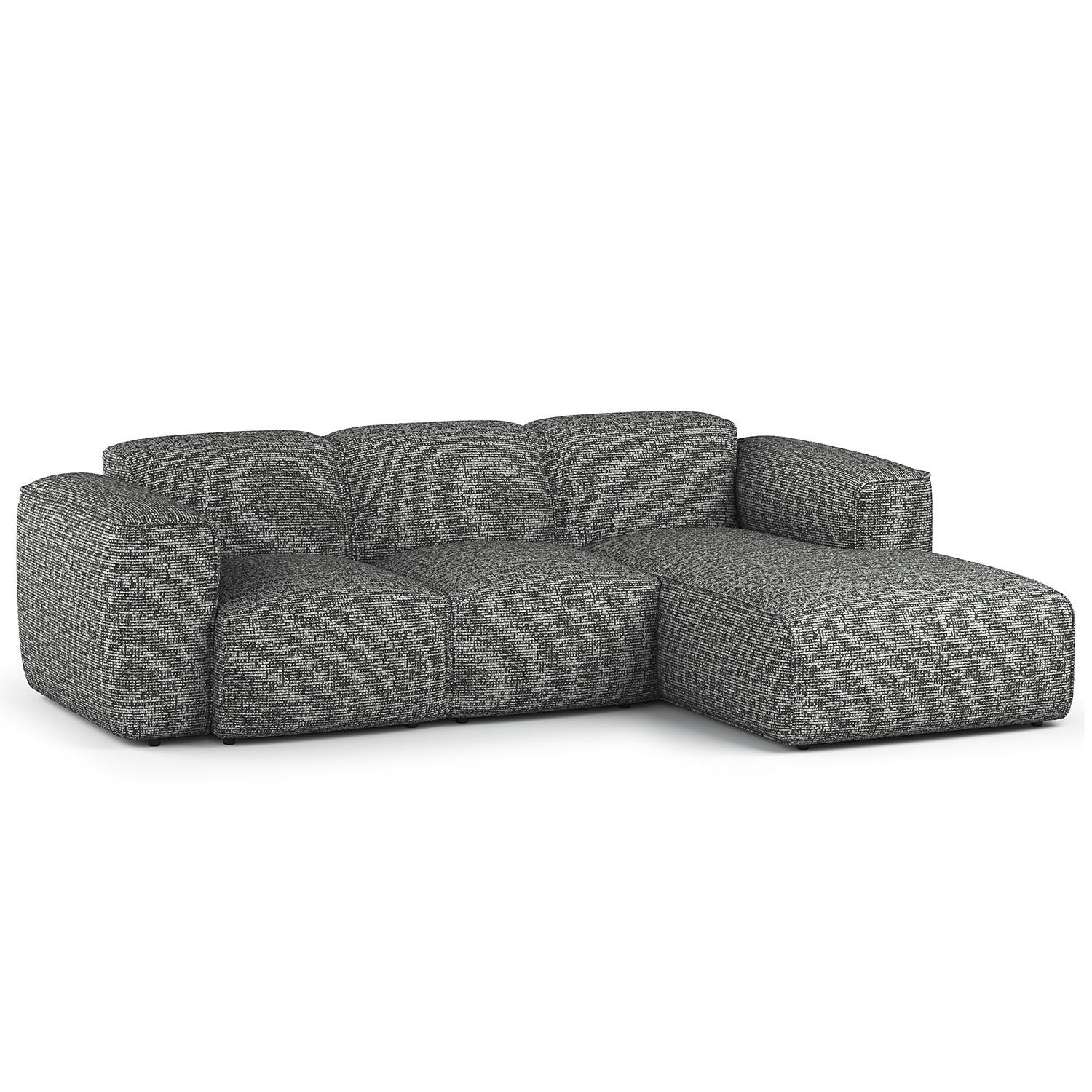 3-SITZER ECKSOFA mit Longchair - Schwarz/Grau, Kunststoff/Textil (251/173cm) - home24