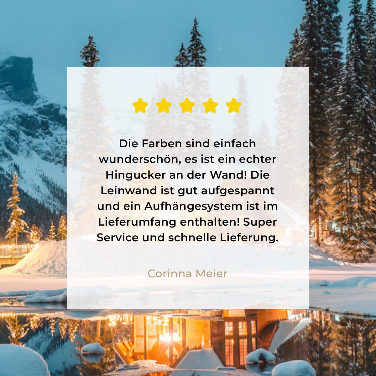 LEINWANDBILD Winterlandschaft - Natur - Haus - Berge - Schnee 60x80 cm - Hellblau, Textil (60/80cm) - MuchoWow