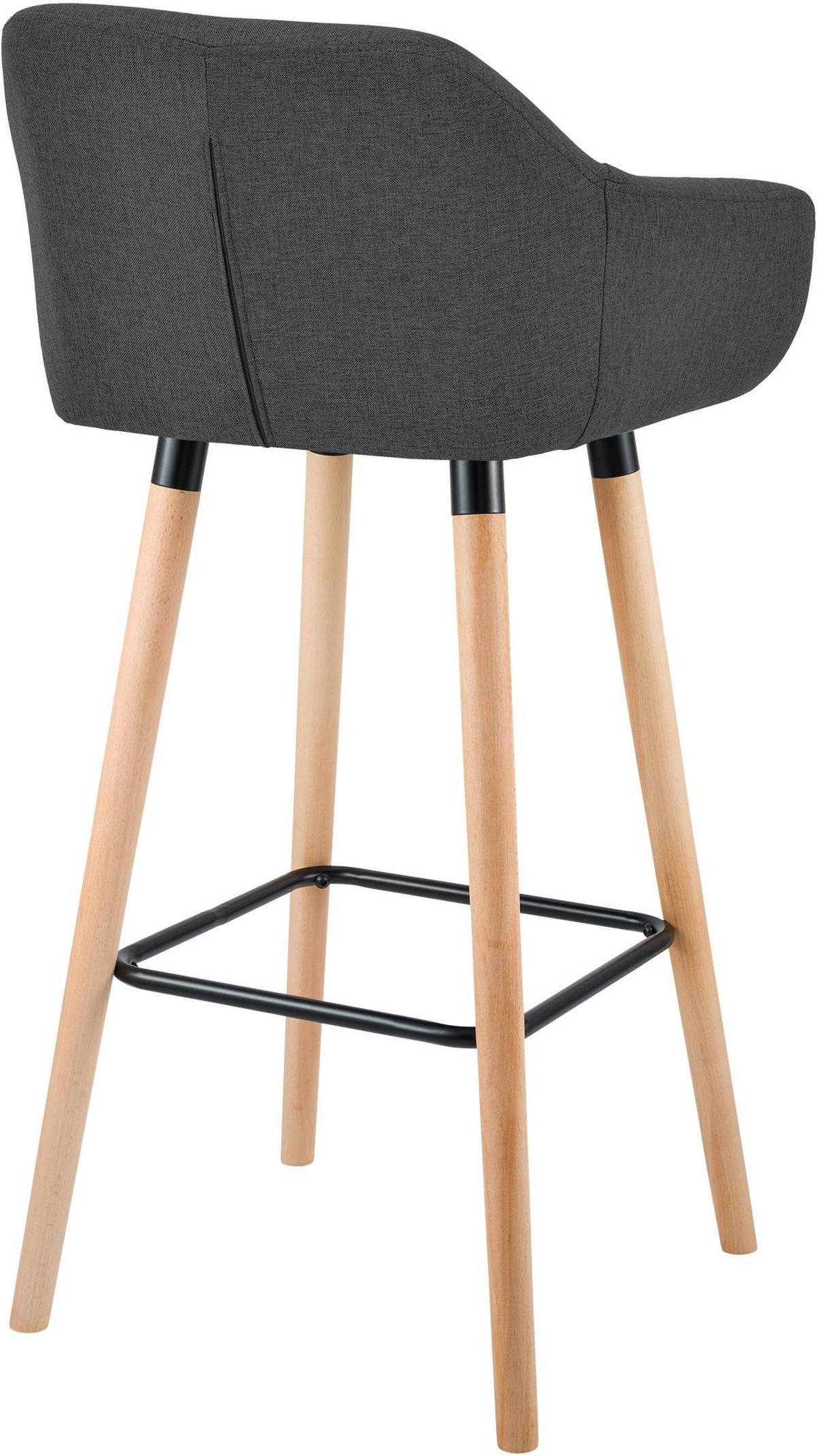 BARHOCKER 2er Set Stoff Dunkelgrau - Eukalyptusholzfarben/Dunkelgrau, Holz/Textil (55/99/46cm) - CLP