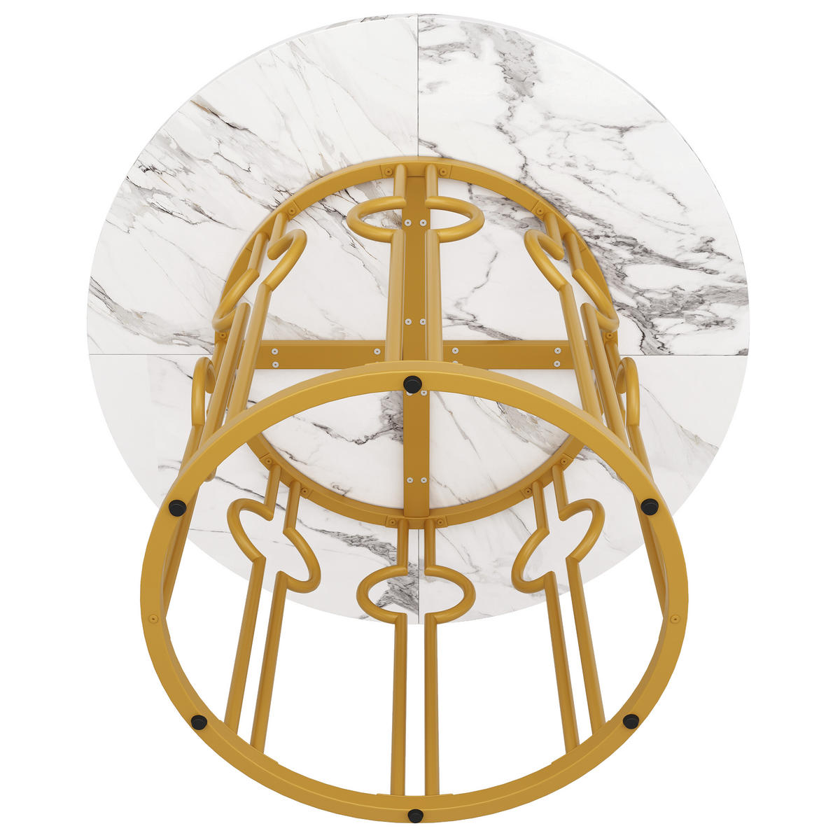 ESSTISCH Rund mit goldene Beine 100/100/76 cm - Goldfarben/Weiß, Holzwerkstoff/Metall (100/100/76cm) - Urban Meuble