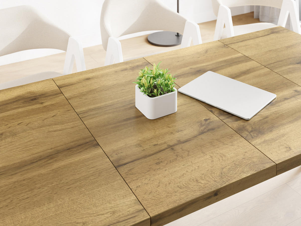 ESSTISCH Quadro quadratischer ausziehbarer, Wotan Eiche 100-200/100/76 cm - Eiche Wotan/Weiß, Holz/Holzwerkstoff (100/100/76cm) - WFL GROUP