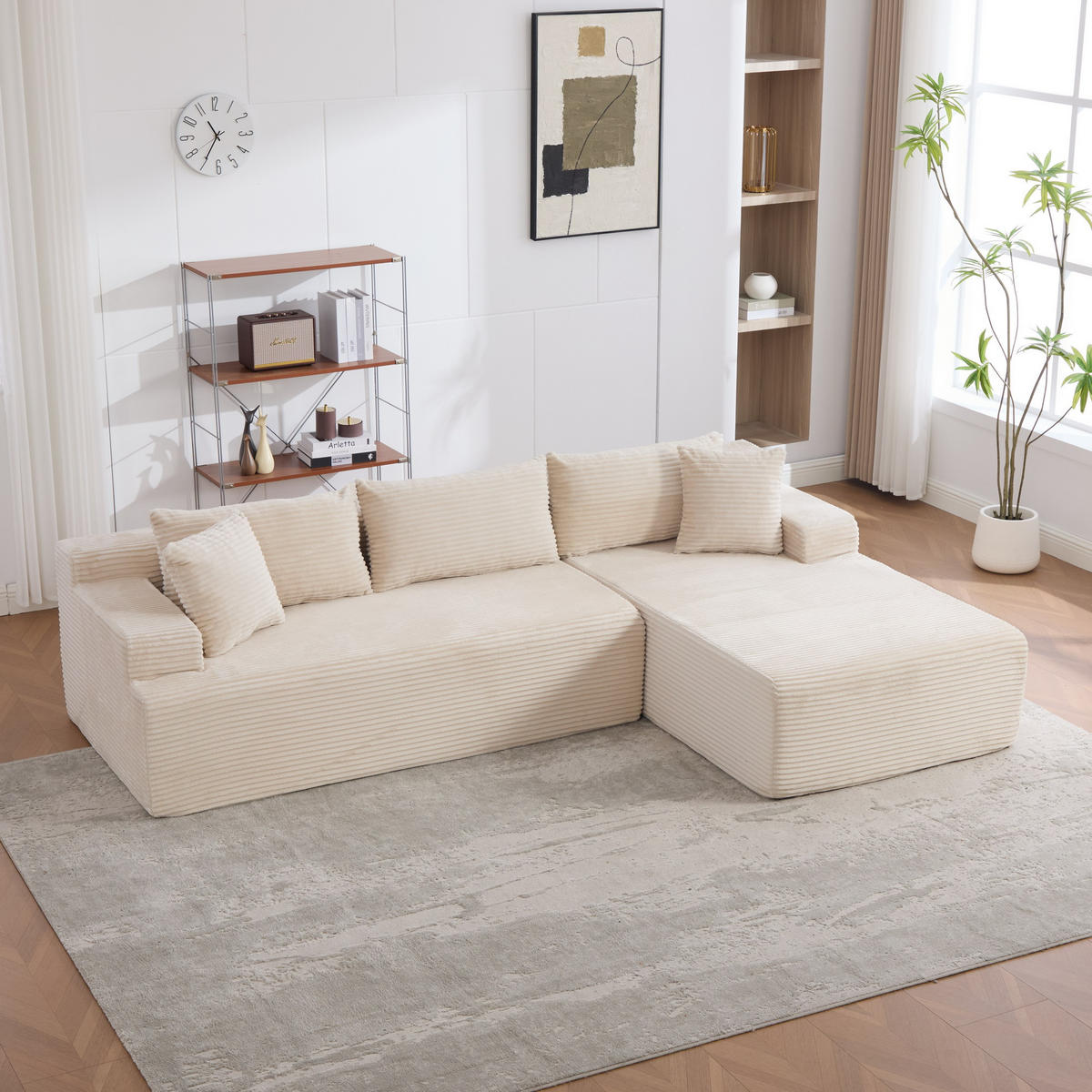 ECKSOFA 272/174/74.5 cm Beige mit rutschfestem Boden - Beige, Textil (174/74.5/272cm) - Oxeza