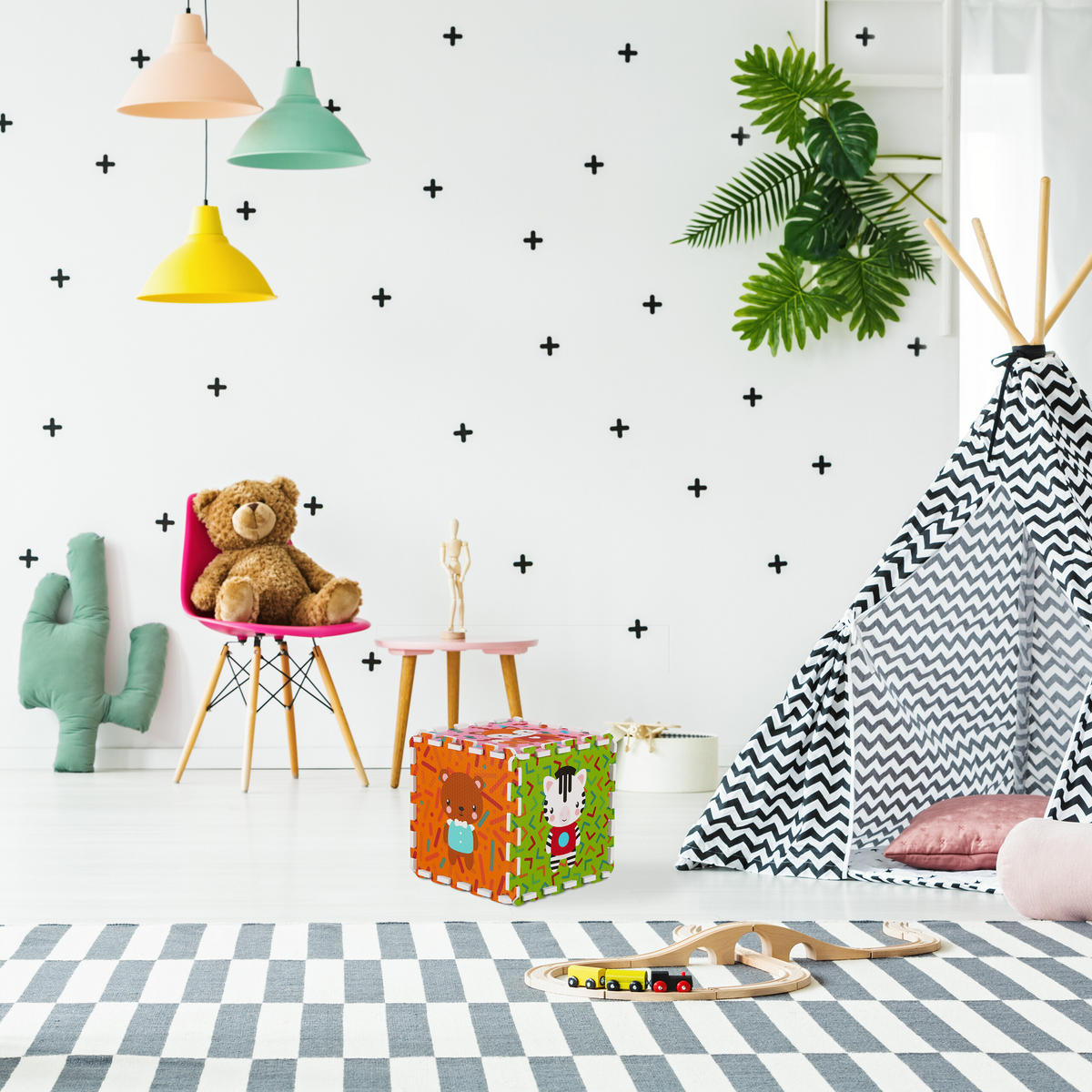 PUZZLEMATTE - Multicolor, Textil (30/30cm) - Relaxdays