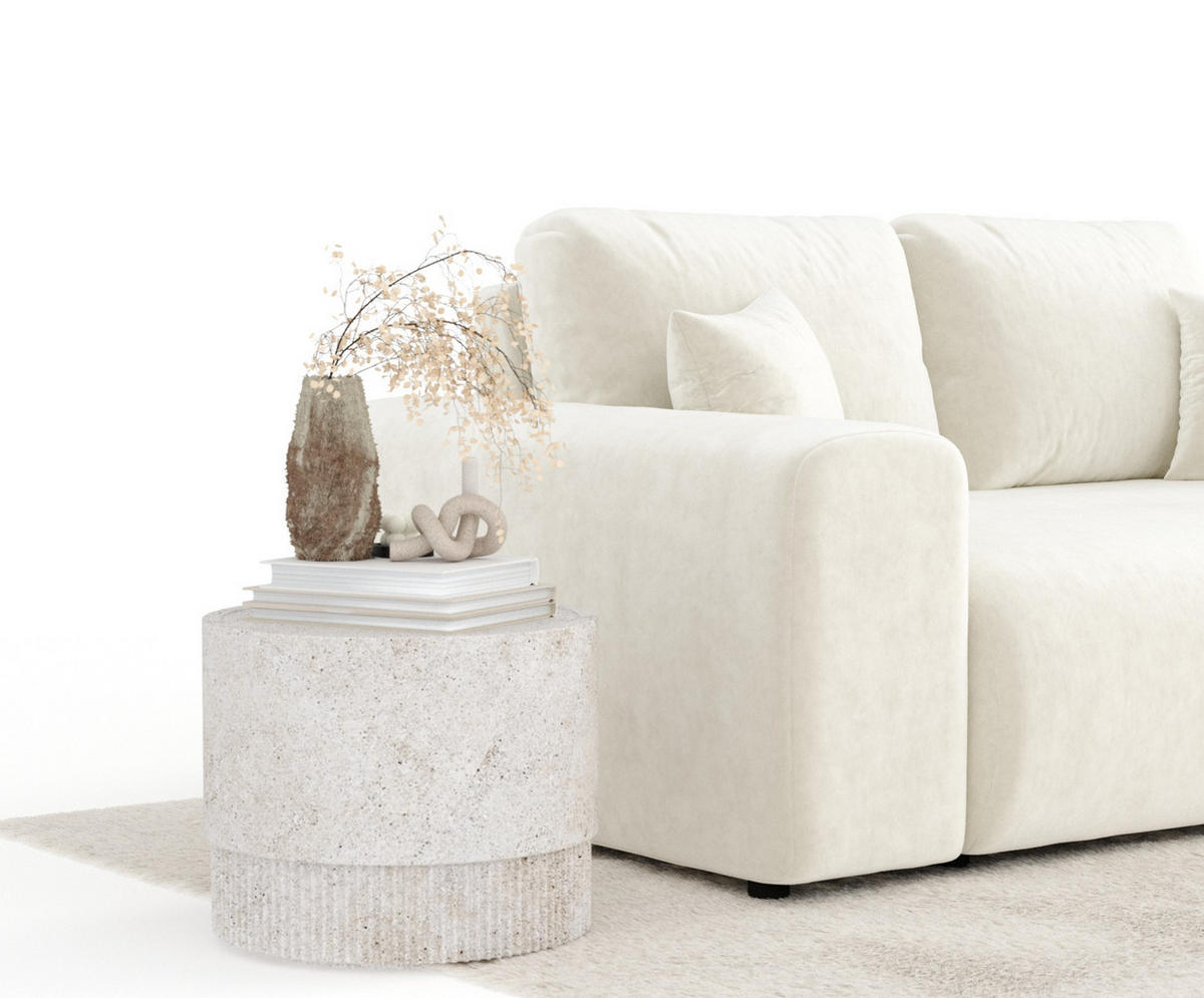 2-SITZER-SOFA Zanzibar Creme Samtstoff - Creme/Schwarz, Holz/Holzwerkstoff (178/79/108cm) - Maison de Reve