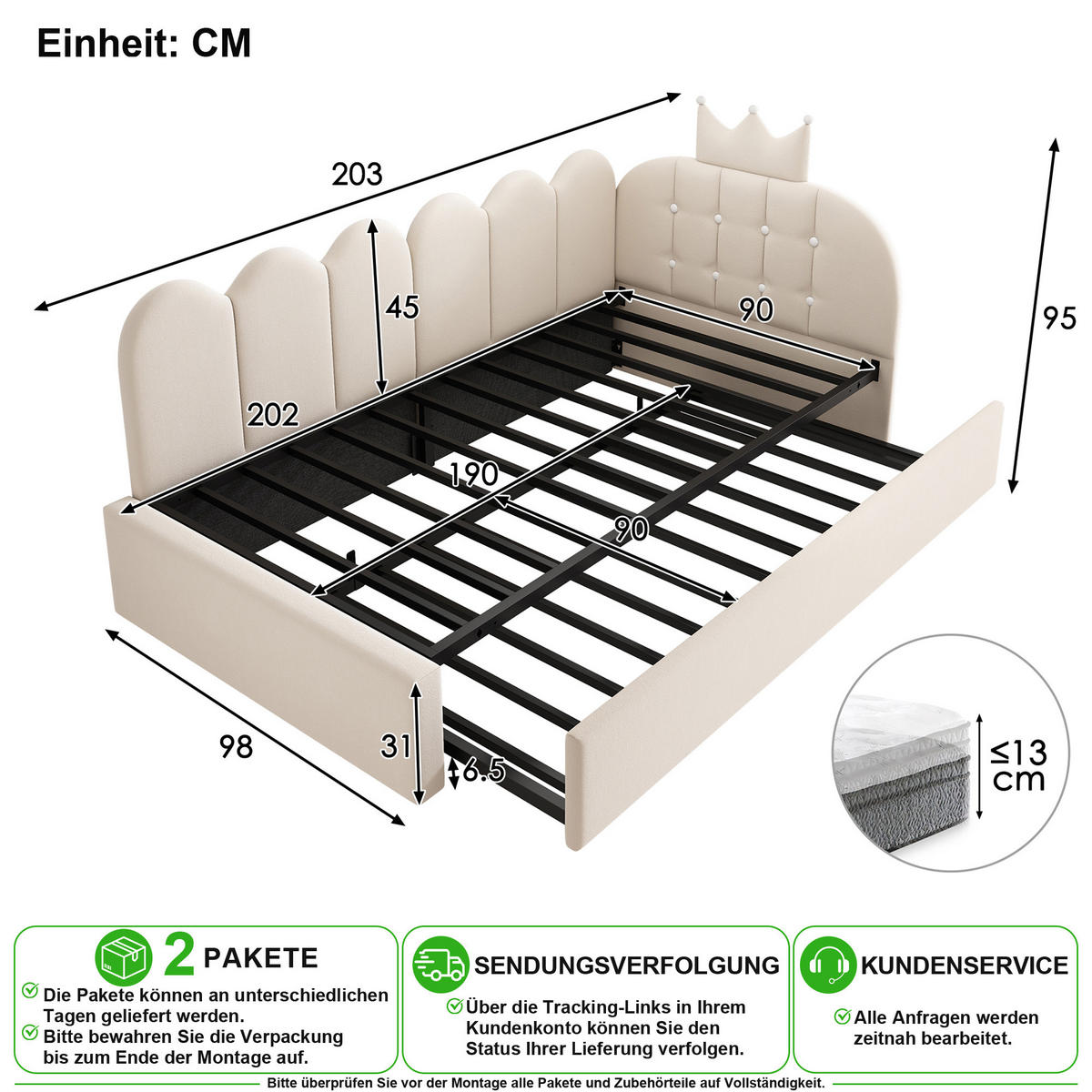 SCHLAFSOFA 90/200 cm & 90/190 cm in Beige Samt mit Ausziehbett - Beige, Holzwerkstoff/Textil (90/200cm) - CHICFURN