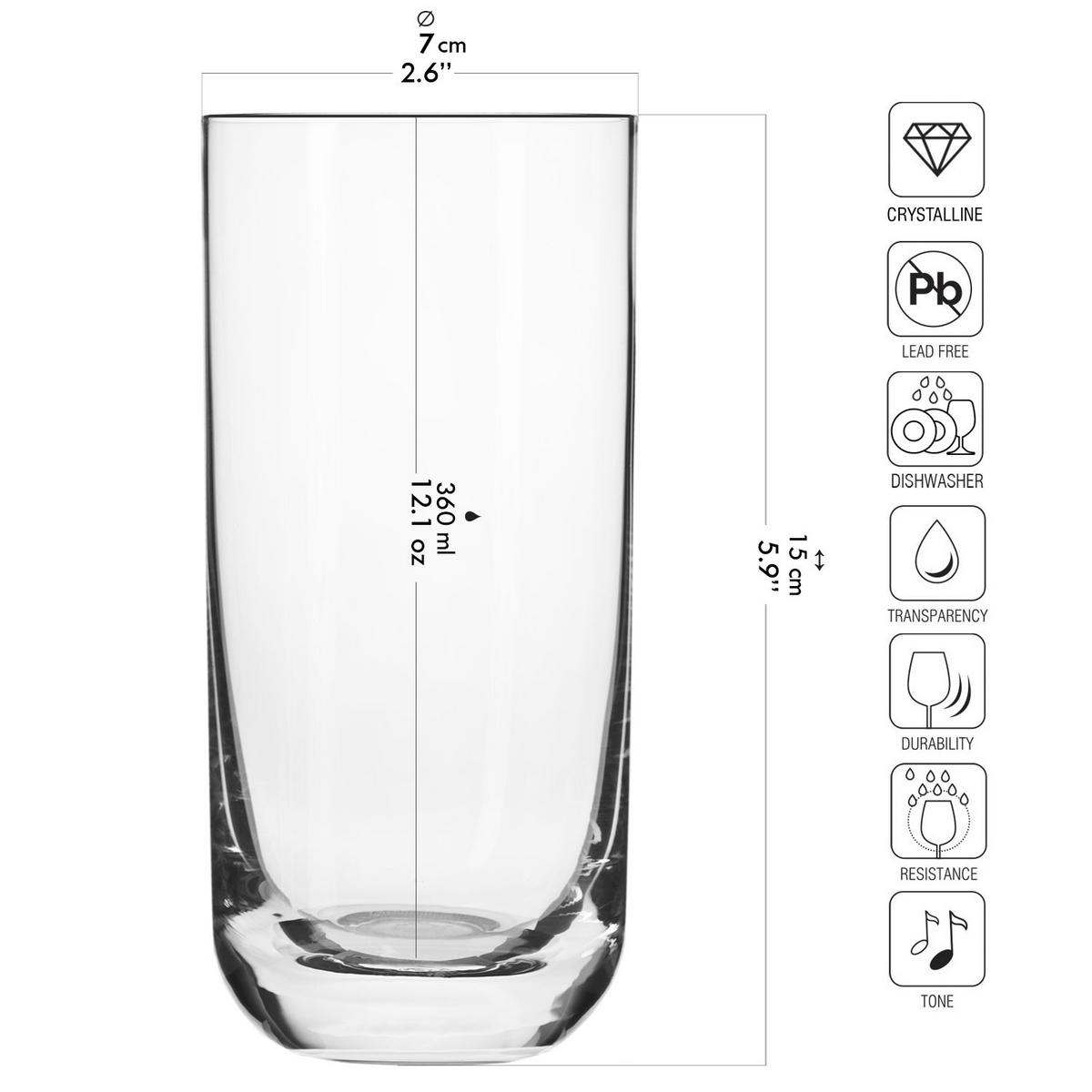LONGDRINKGLÄSER, 6er-Set, 360 ml - Transparent, Glas (0.36L) - Krosno Glass