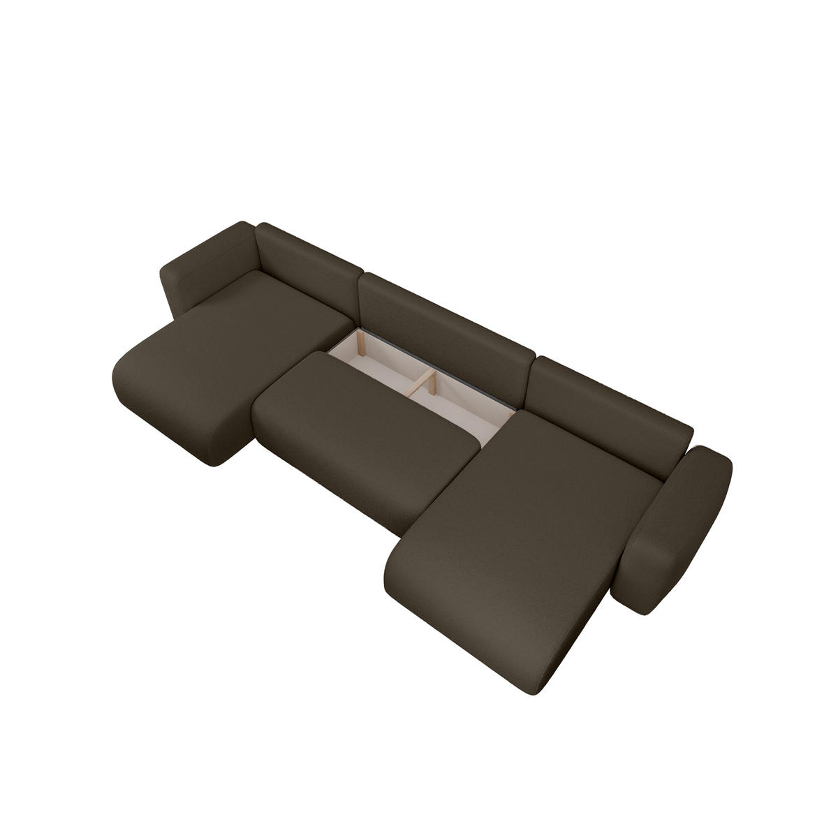 WOHNLANDSCHAFT TALW U mit Schlaffunktion, Dunkelbraun - Dunkelbraun, Textil (398/185cm) - Fedve